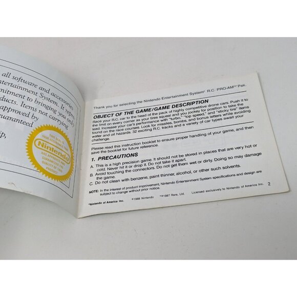 R.C. Pro-Am (Nintendo Entertainment System NES, 1988) Manual Only - Picture 4 of 6